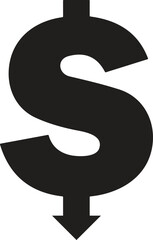Low Dollar Symbol black, Dollar price Low, Price decrease icon, commodity prices, interest rate decrease, Low Recession, financial growth