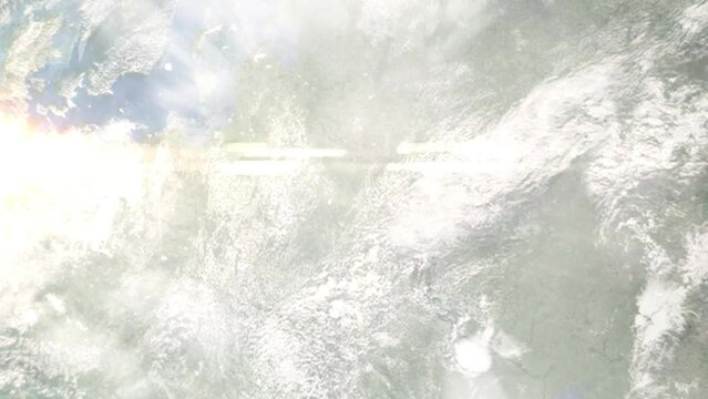 Zoom in from space and focus on Slutsk, Belarus. 3D Animation. Background for travel intro. Elements of this image furnished by NASA