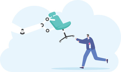 A worker panics because a job is taken by a robot. Robots are replacing human tasks. Robots are taking over human jobs. Industrial and technological revolution. illustration concept design. vector
