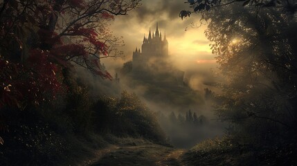 castle in gothic style, dark fantasy