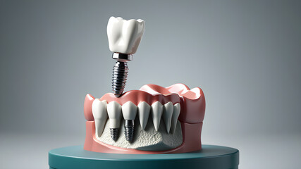 Podium photo of dental implant, Generative AI