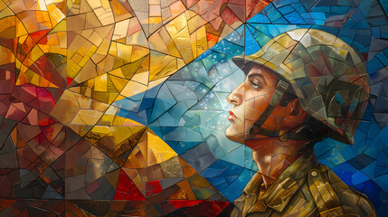 Israel Soldier Peace In The Style Painting, National Day, Soldier Day, Army Day, Generative Ai