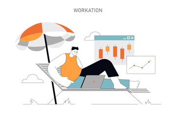 Workation concept Vector illustration