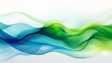 Abstract painting. Green and blue waves.