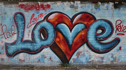 Obraz premium Love letter graffiti-like graffiti on a street wall