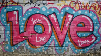 Love letter graffiti-like graffiti on a street wall