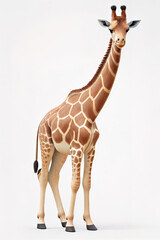 Long-necked giraffe animal. Isolated white background.