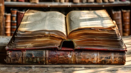 Obraz premium Old vintage book with Magic Lights. Open magic book with rays.