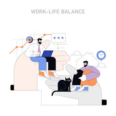 Work Life Balance concept. Vector illustration.