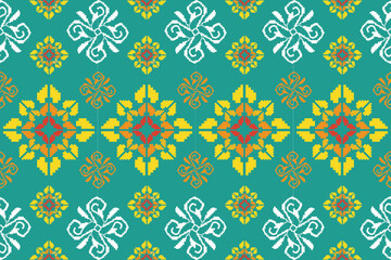 Pixel pattern ethnic oriental traditional. design fabric pattern textile African Indonesian,Indian, seamless Aztec style abstract vector illustration for print clothing, texture, fabric, wallpaper, de