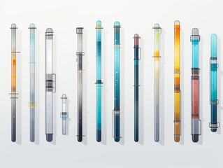 Clean graphite rods flat design side view industrial use theme water color Tetradic color scheme