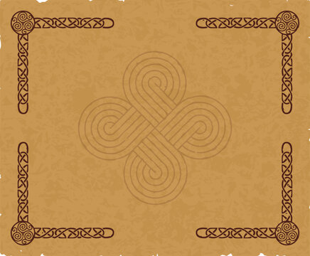 Viking Parchment Background with Circular Celtic Knot