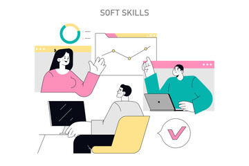 Soft Skills Flat Vector illustration.