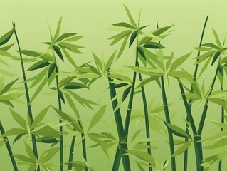 Simple bamboo stalks flat design top view fastgrowing grass theme cartoon drawing Tetradic color scheme