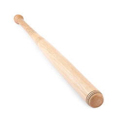 Wooden baseball bat isolated on white. Sports equipment