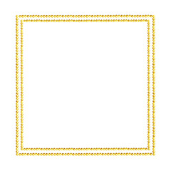 watercolor square frame with Christmas tree toys with shiny golden beads, garlands of golden vintage glitter beads, illustration with Christmas decoration isolated on white background