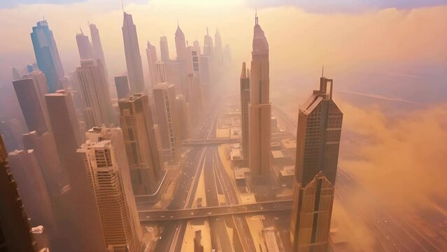 dust storm in the city smog global warming climate change