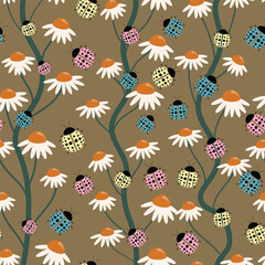 Fototapeta premium seamless pattern of ladybugs in vector ,background,wallpaper,fabric,wrapping,etc