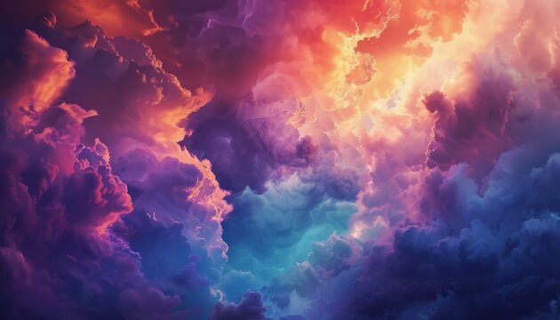 A cinemagraph featuring a twirl of colorful clouds in the sky, presented in 4K resolution, adding dynamic beauty to any digital project