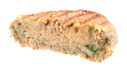 Half of tasty vegetarian cutlet isolated on white