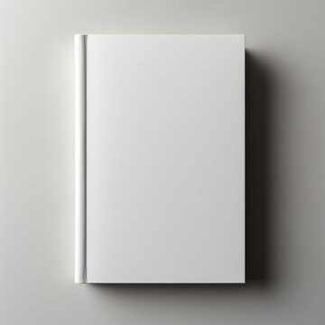 Closeup of a blank book cover mockup, standing upright against a neutral backdrop, perfect for authors to visualize front cover art