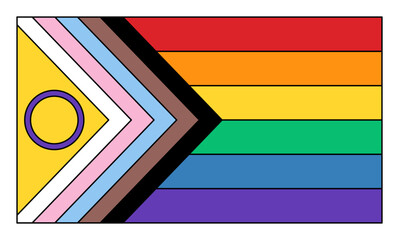 LGBTQ Pride Flag Vector Retro Style. Updated Intersex Inclusive Pride Flag Retro Style Illustration. Flag for LGBT, LGBTQ, LGBTQIA+ Pride Month.
