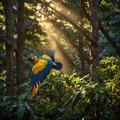 Fototapeta premium blue and yellow macaw