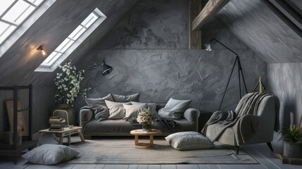 Grey Attic living room interior design inspiration