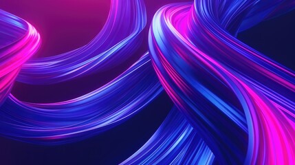 Digital neon wave luminous fluorescent color blue and purple dynamic curves shaped of illustration background. 3D wallpaper