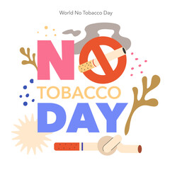 No Tobacco Day Flat Vector Illustration