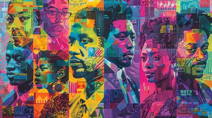 A mural depicting the history and significance of Juneteenth, with powerful imagery and bright colors, digital art, honoring freedom and resilience