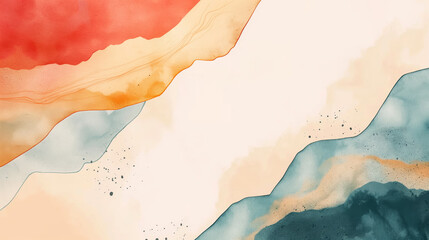 Abstract Minimalist Watercolor Waves with Soft Color Palette - Modern Art, Elegant Design, Creative Background, Tranquil Aesthetic, Contemporary Decor, Artistic Expression, Subtle Gradient, Home Decor