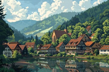 Illustration of the Black Forest, Germany

