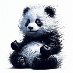 3d panda bear on white