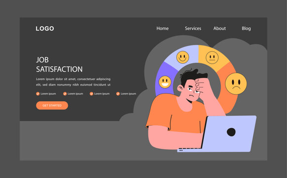 Professional burnout and job unsatisfaction web banner or landing