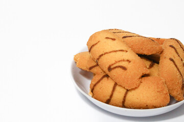 Kue lidah kucing or cat's tongue cookies. traditional cookies for eid holiday in indonesia. kue lebaran.