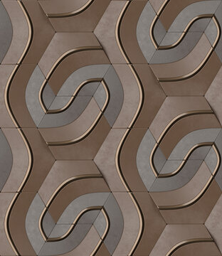 Abstract 3D Geometric Pattern in Earthy Tones