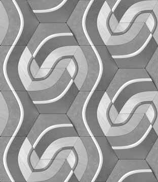 Abstract 3D geometric seamless pattern illustration