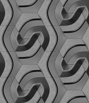 Abstract monochrome 3D geometric pattern illustration
