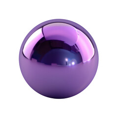 3d material purple shiny metal ball isolate on transparent png.