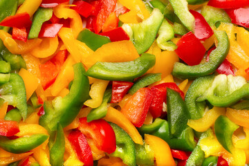 yellow, red and green pepper, full frame