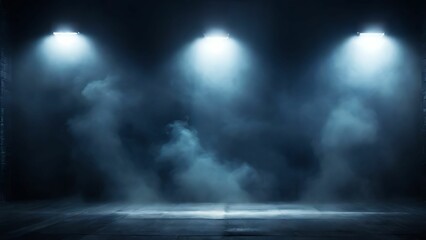 Fototapeta premium Dark blue room with spotlights