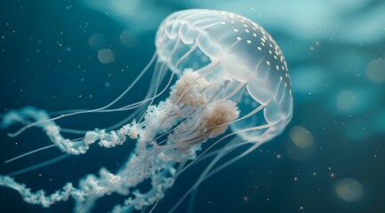Ethereal Jellyfish Drifting in the Tranquil Underwater World
