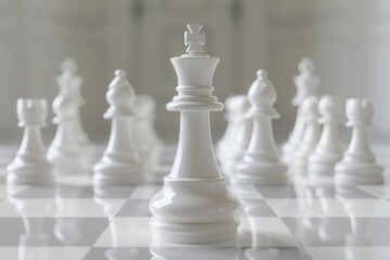 A black chess piece is on a white board
