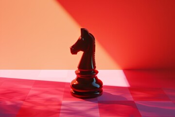 A horse head is on a chess board