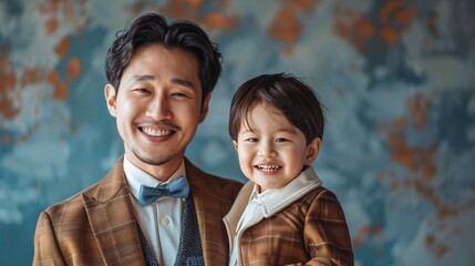 Asian father with son