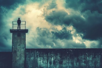 prison guard on the viewing tower