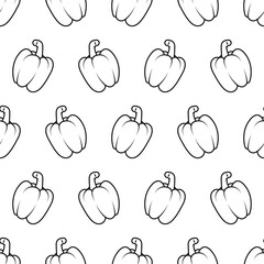 Cute Black and White Paprika Cartoon Seamless Pattern Background