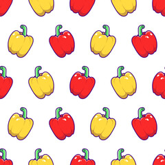 Cute Colorfull Paprika Cartoon Seamless Pattern Background