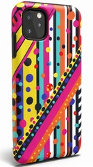 Obraz premium 3d modelIllustrate a smartphone case adorned with bold and colorful patterns, such as stripes, chevrons, or polka dots, showcasing playful and vibrant design.isolated on white background